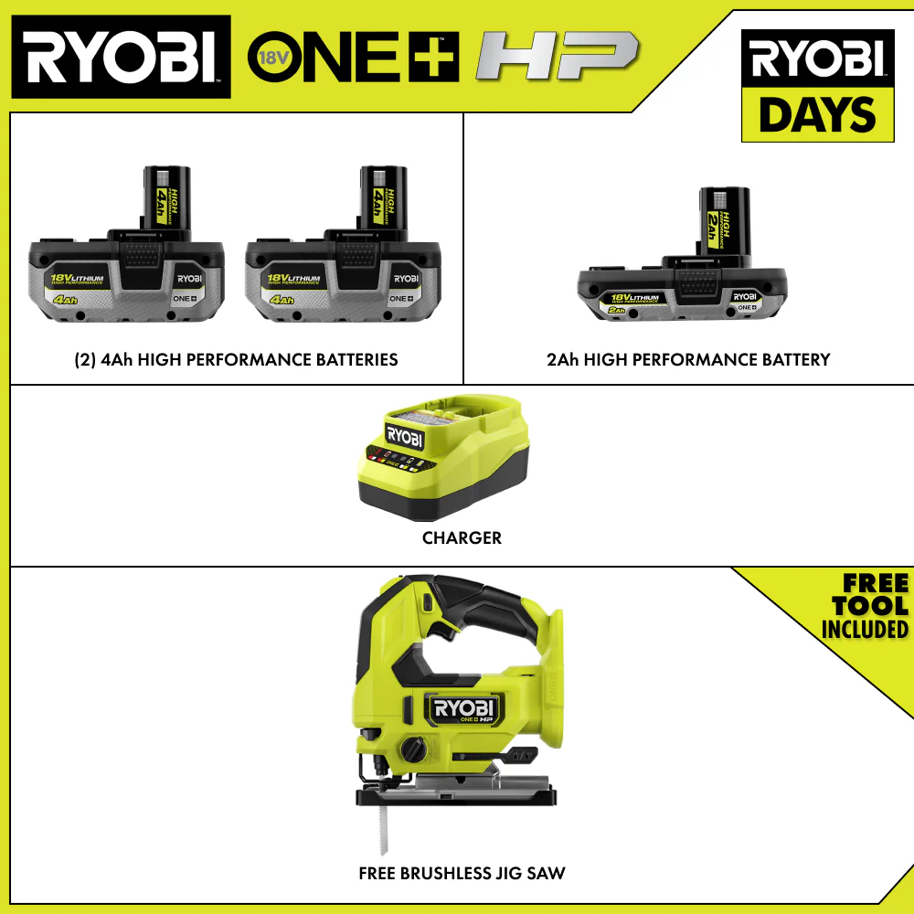 18V ONE+ LITHIUM HIGH PERFORMANCE STARTER KIT WITH FREE 18V ONE+ HP BRUSHLESS JIG SAW - Image 2